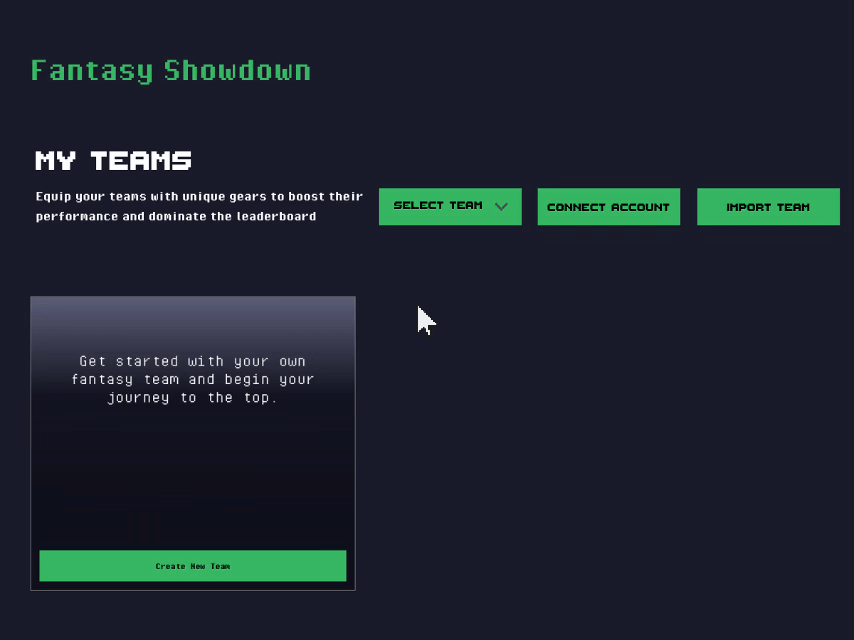 Import or Create Team Interface